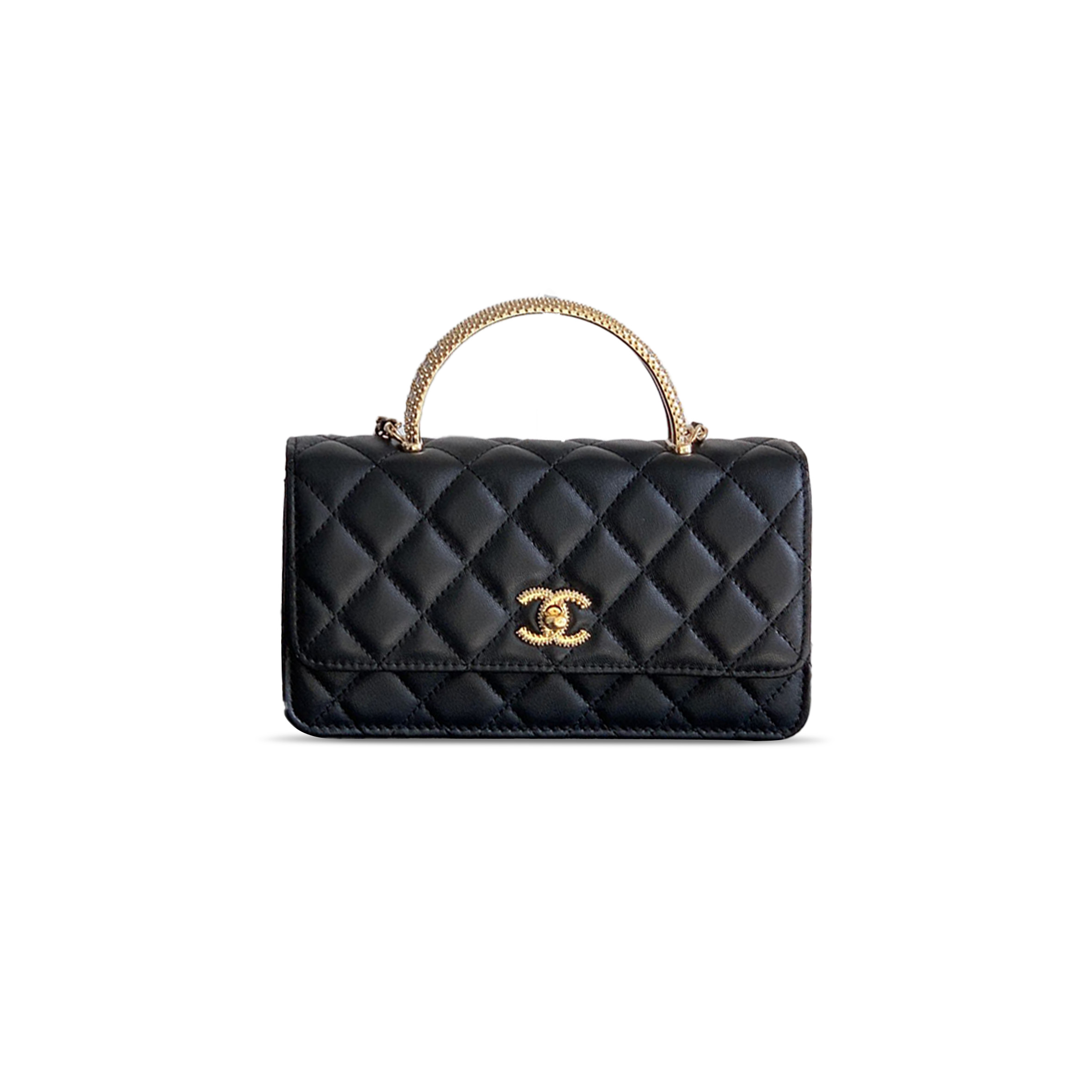 CHANEL MINI RHINESTONE HANDLE ACCORDION BAG  (18.5*11*6cm)